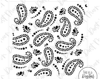 DIGITAL SVG - Bandana paisley pattern for MYLAR/plastic cookie stencils (No physical product)