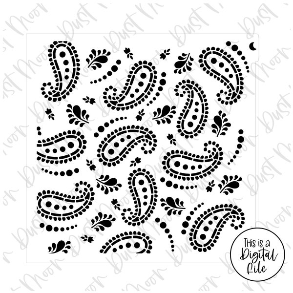 DIGITAL SVG - Bandana paisley pattern for MYLAR/plastic cookie stencils (No physical product)