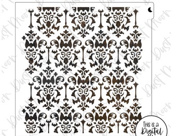 DIGITAL SVG - Haunted mansion wallpaper/damask pattern for Mylar/plastic cookie stencils (No physical product)