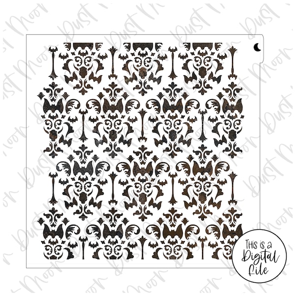 DIGITAL SVG - Haunted mansion wallpaper/damask pattern for Mylar/plastic cookie stencils (No physical product)