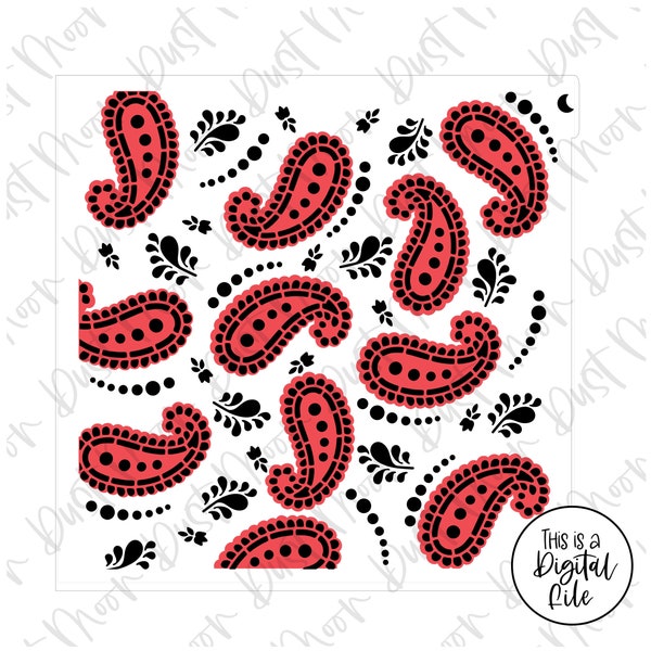 DIGITAL SVG - 2-part Bandana paisley pattern for Mylar/plastic cookie stencils(No physical product)