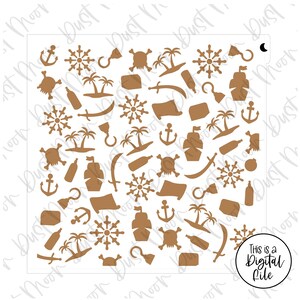 DIGITAL SVG -Pirate icons pattern for Mylar/plastic cookie stencils (No physical product)
