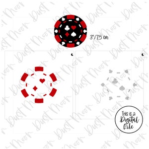 DIGITAL SVG - ficha de pôquer de 3"/7,5 cm em dois tons e 2 partes para estênceis de biscoito Mylar/plástico (sem produto físico)