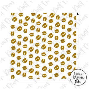 May include: A digital file featuring a seamless pattern of brown coffee beans on a white background.