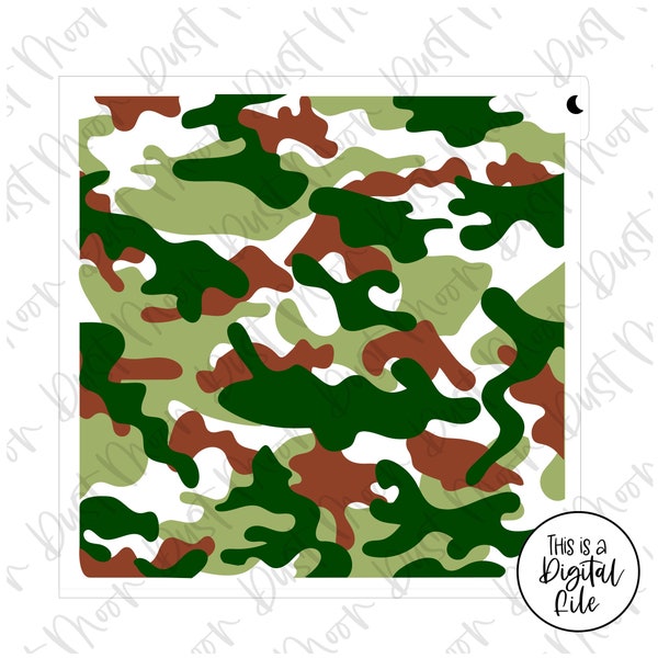 DIGITAL SVG - 3-part Camouflage for Mylar/plastic cookie stencils (No physical product - template file not a print)