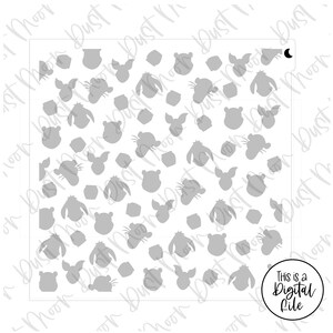 DIGITAL SVG - Hunny bear and friends scatter pattern for Mylar/plastic cookie stencils (No physical product)