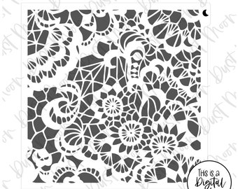 DIGITALE SVG - Lace patroon stencil ontwerp voor MYLAR/plastic cookie stencils (geen fysiek product)