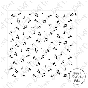 May include: A black and white digital file featuring a repeating pattern of musical notes on a white background. The text "This is a Digital File" is in the lower right corner of the image.