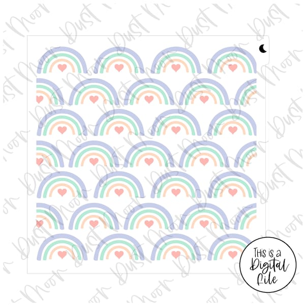 DIGITAL SVG - 4-part rainbow handdrawn with heart pattern for for Mylar/plastic cookie stencils(No physical product)