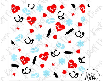 DIGITAL SVG - 4-part medical/nurse pattern for for Mylar/plastic cookie stencils(No physical product)