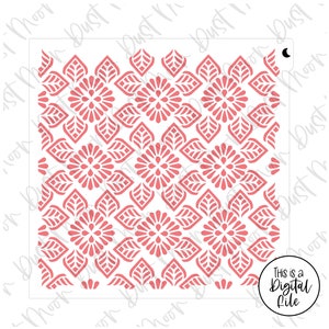 May include: A digital file of a repeating pattern with a pink floral design. The pattern is made up of stylized flowers and leaves.