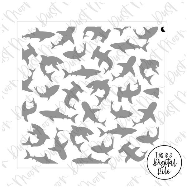 DIGITAL SVG - Sharks (2021) per stencil per biscotti in Mylar/plastica (prodotto Geen fysiek)