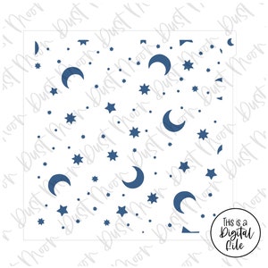 DIGITAL SVG - Moon & stars pattern- for Mylar/plastic cookie stencils(No physical product)