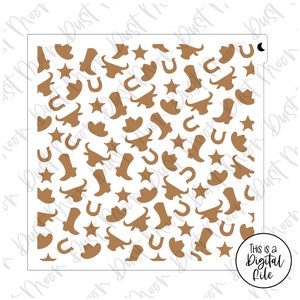 DIGITAL SVG - Western / cowboy for Mylar/plastic cookie stencils(No physical product)