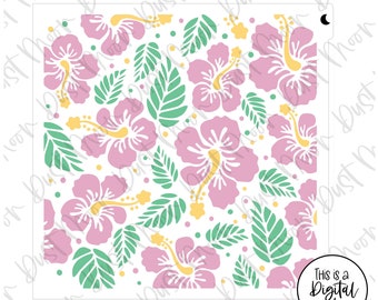 DIGITALE SVG - 3-delige Hawaii vibe (hibiscus) patroon voor voor Mylar / plastic cookie stencils (geen fysiek product)