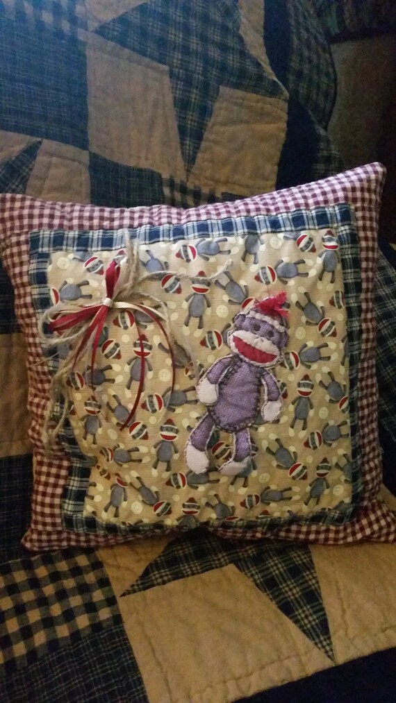 Primitive Sock Monkey Pillow Etsy