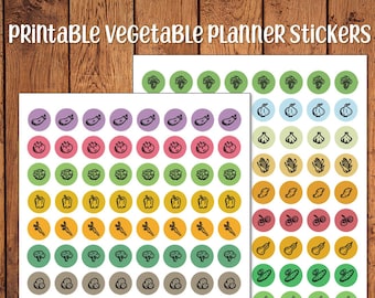 Autocollants de planificateur de légumes | Autocollants de planificateur ronds pour le jardinage, l'alimentation saine, le scrapbooking