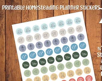 Homestead Planner Stickers | Round Farm and Homestead Journal Stickers for Reminders or Scrapbooking