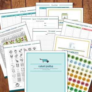 May include: A set of printable garden planning and tracking sheets. The sheets are in a light blue and green color scheme and include a variety of charts and tables for planning, tracking, and budgeting your garden. The sheets are designed to help you plan your garden, track your progress, and budget your expenses. The sheets are also designed to be easy to use and understand. The sheets are perfect for any gardener, whether you are a beginner or an experienced gardener.