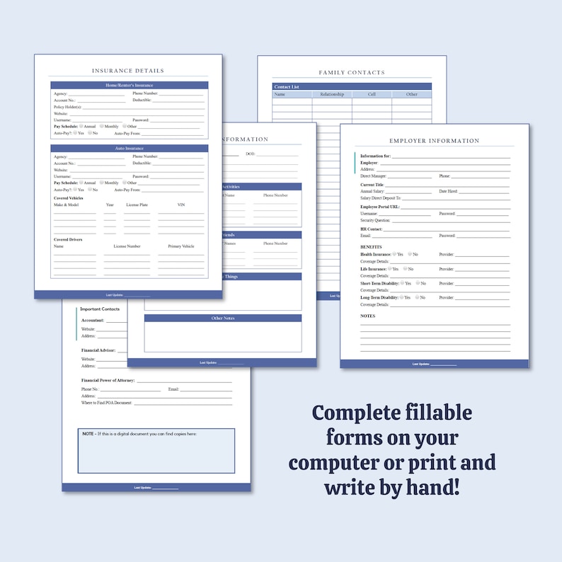 Family In Case of Emergency Binder Template Emergency or Estate Personal and Financial Planning Preparation image 3