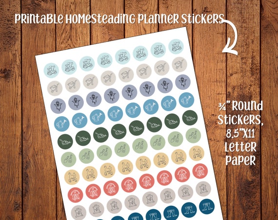 Homestead Planner Stickers | Round Farm and Homestead Journal Stickers for Reminders or Scrapbooking
