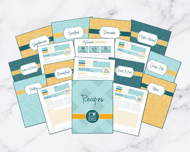 Complete Kitchen Printable Pack Recipe Binder, Meal Planning, Inventories, Food Storage Labels, Planner Stickers, & More image 5