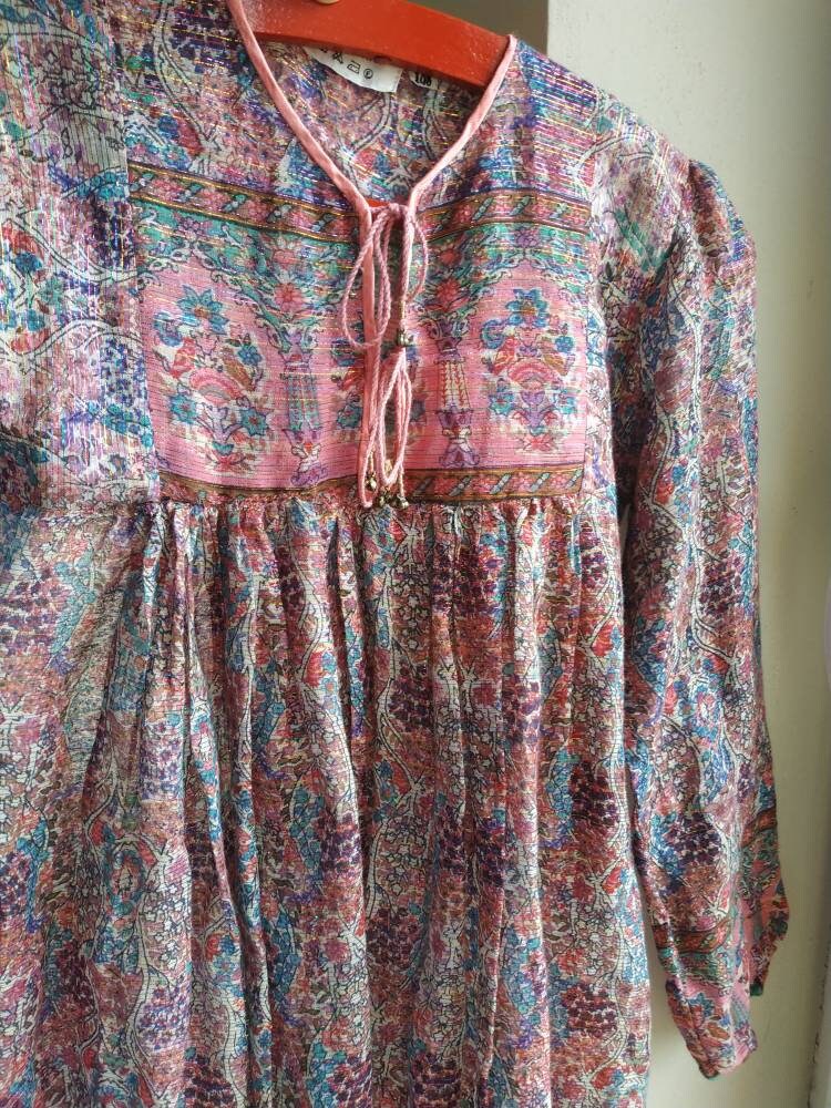 Vintage Indian Cotton Gauze Girl's Dress. BOHO Hippie | Etsy