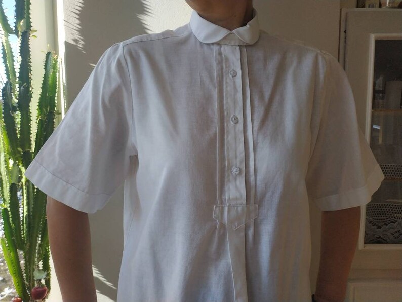 White cotton half sleeve blouse L size Vintage G\u00f6ssl Austrian folk style blouse