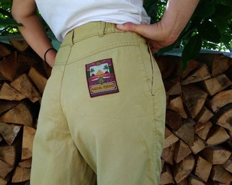Vintage 90s olive polished cotton high waist khaki shorts