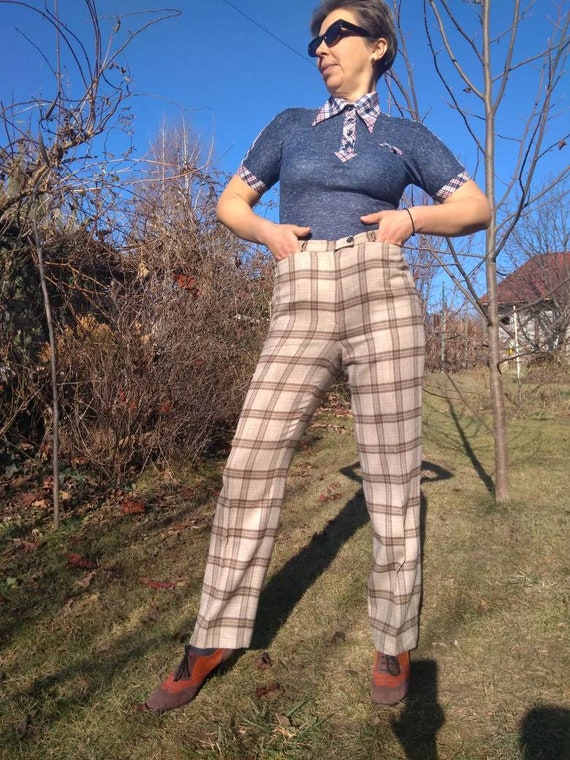 Vintage 1990s Wool Brown Plaid Pants Vintage 1990s Wool Brown Plaid Pants