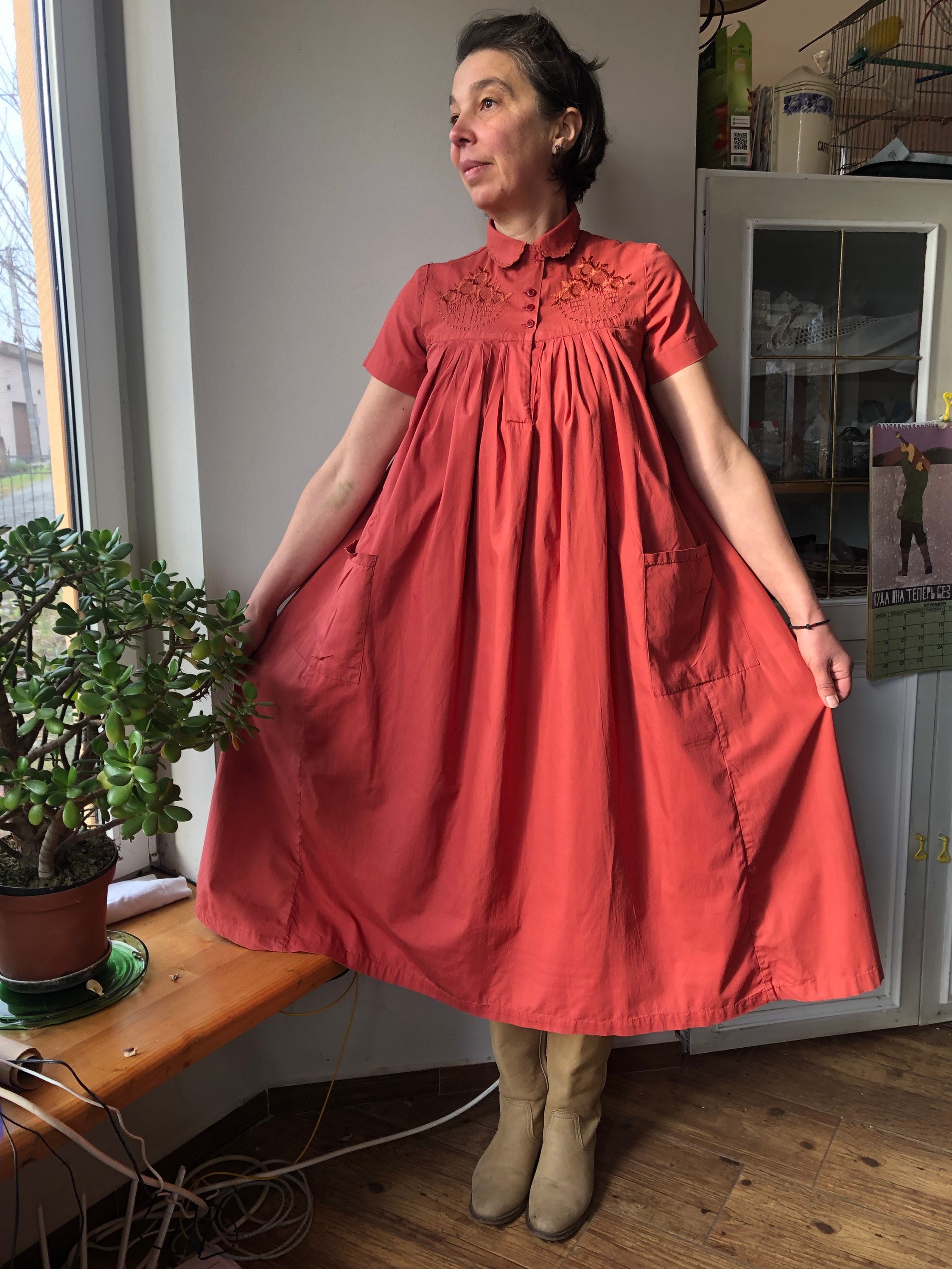 Embroidered Collar Dress - Etsy
