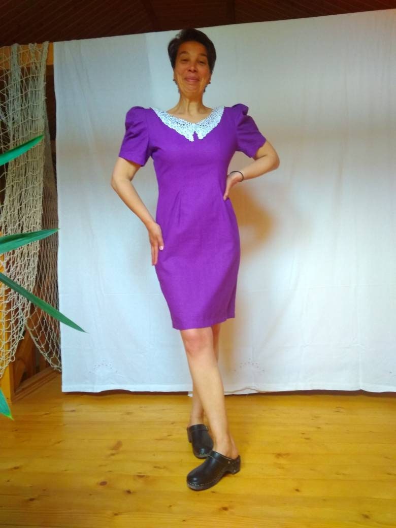white linen sheath dress
