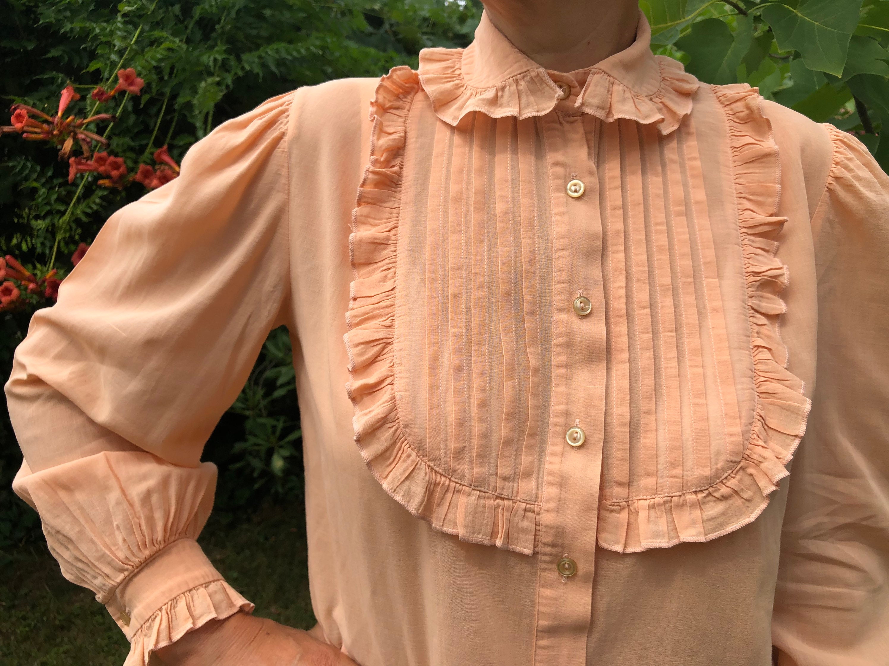 Vintage 80er Jahre Bluse im Präriestil. Apricot Bluse mit | Etsy