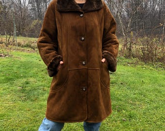 Vintage 90's J Crew Heavy Wool Plaid Removable Real Shearling