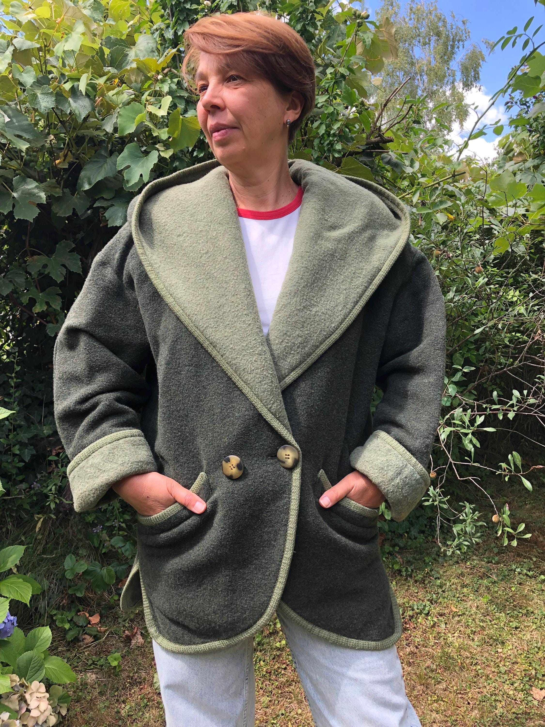 ジャケット・アウター 90s vintage deadstock goffa x wool coat Vintage 90s Green Moss Wool Womens Coat. Hooded Coat M Size