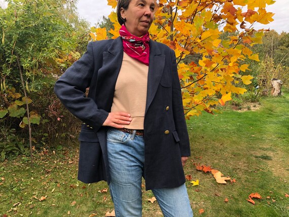 Analogie Double Breasted Knit Blazer - Navy (Signature Collection)