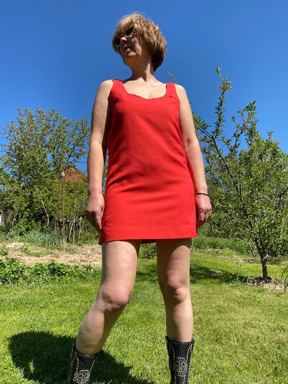 Vintage 60s Red Sleeveless Mini Dress. Tailored Little Red Dress. M Size. -  Etsy Israel