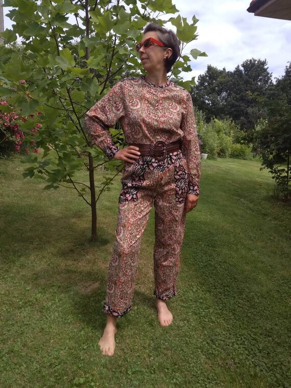 Vintage 80's Bohemian jumpsuit. Indian cotton bloc