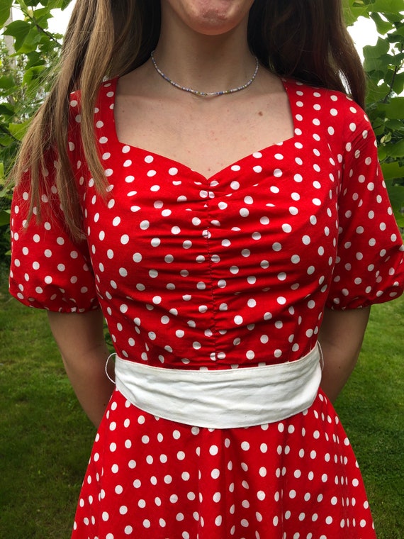 Red polka dot rockabilly dress clearance