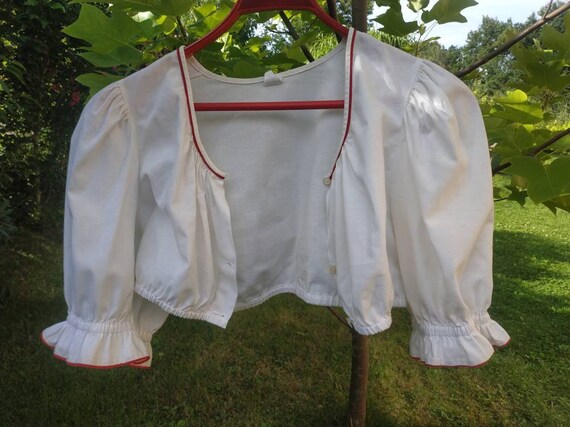 True vintage dirndl blouse. White cotton dirndl c… - image 7