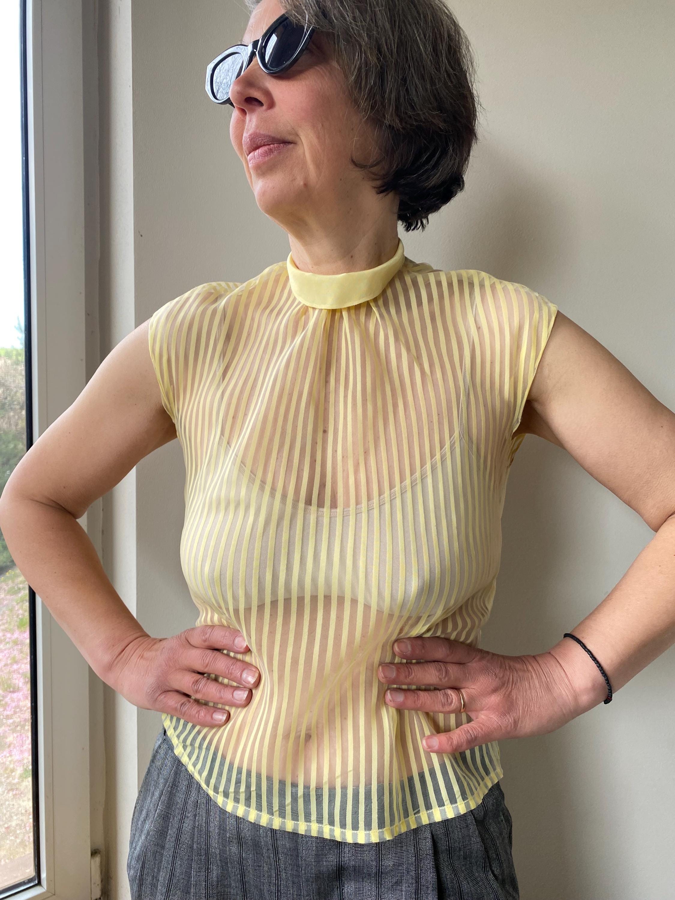Sheer Yellow Blouse - Etsy