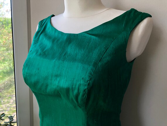 Vintage 70s does 20s mini dress. Emerald green wo… - image 10