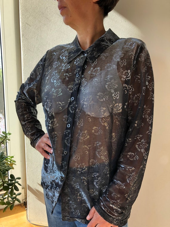 silver sheer blouse