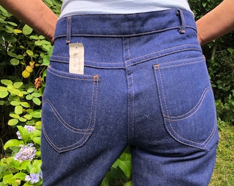 Vintage 70s Blue Denim Jeans. Deadstock Midrise Jeans. Unisex. M size