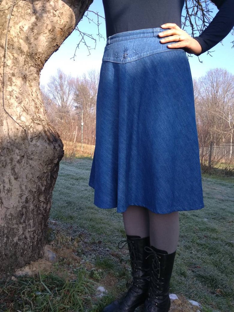 Vintage 80's Denim Skirt Yoke Waist. - Etsy UK