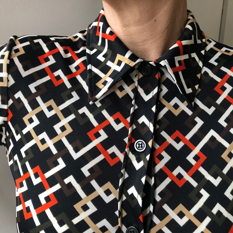 Multicolor Geometric Vintage Print Shirt