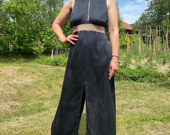 Y2K Black Silk Dress. Open back sleeveless Black Silk Slip Dress. La Perla silk dress. M size