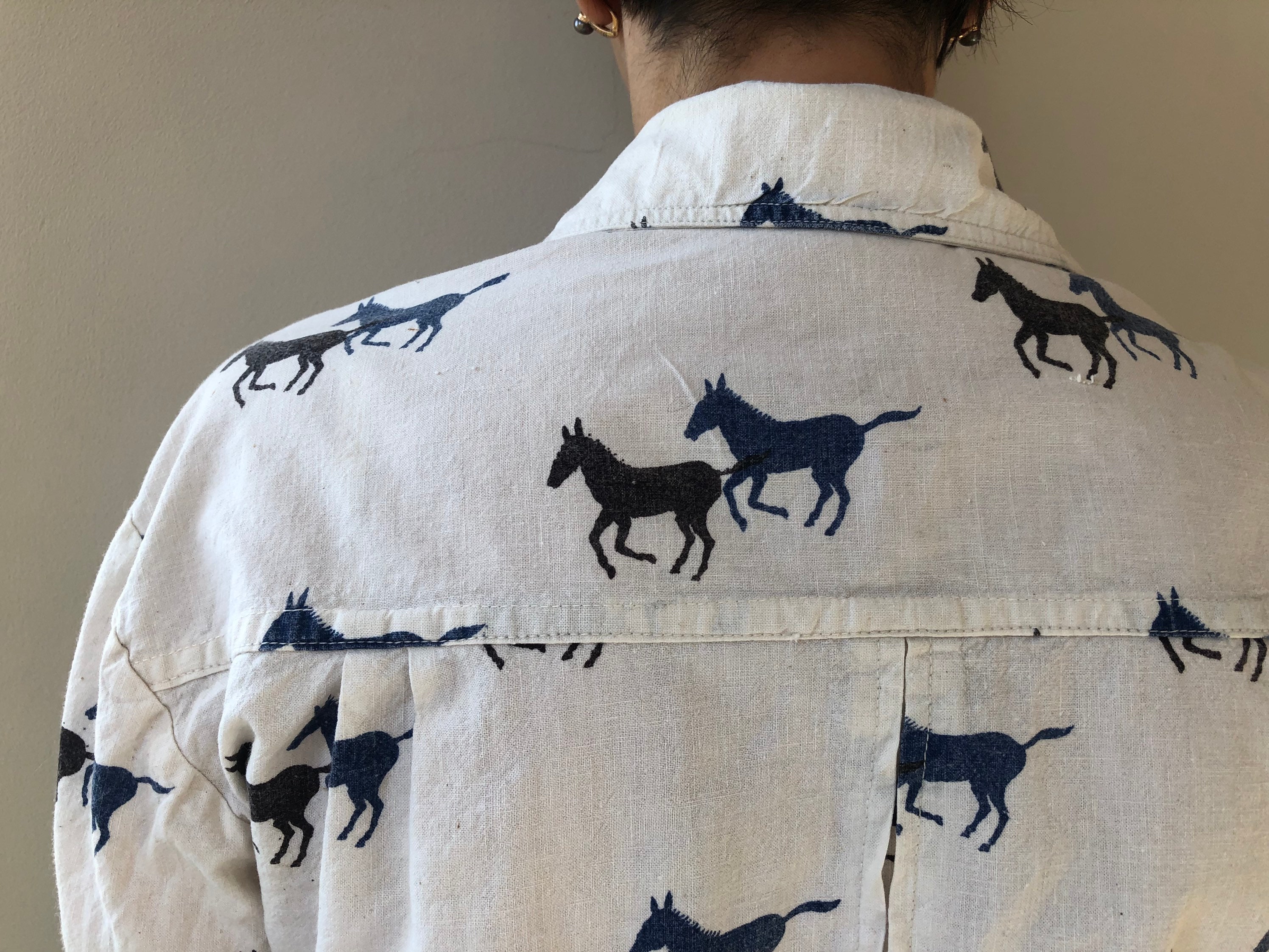 Vintage off White Horse Print Tracker Jacket. Long Sleeve Men