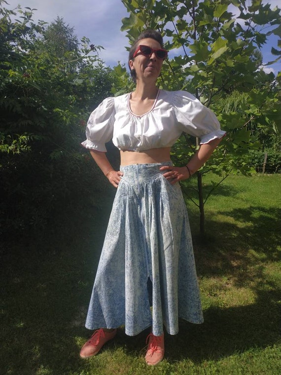 True vintage dirndl blouse. White cotton dirndl c… - image 8