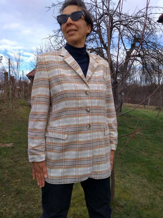 Vintage 80s plaid blazer. - image 10